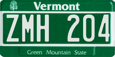 VT license plate ZMH204