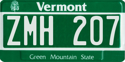 VT license plate ZMH207