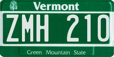 VT license plate ZMH210