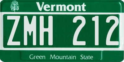 VT license plate ZMH212