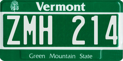 VT license plate ZMH214