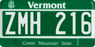 VT license plate ZMH216