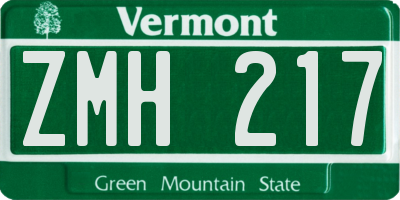 VT license plate ZMH217
