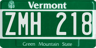 VT license plate ZMH218