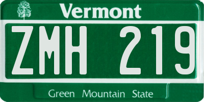 VT license plate ZMH219