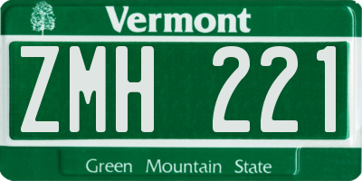 VT license plate ZMH221