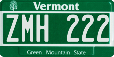 VT license plate ZMH222