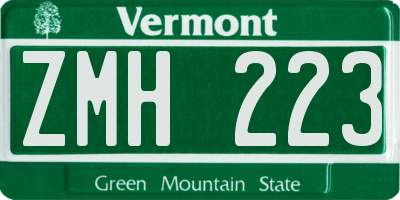 VT license plate ZMH223