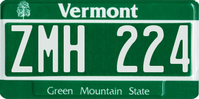 VT license plate ZMH224