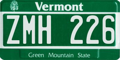 VT license plate ZMH226