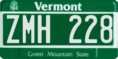 VT license plate ZMH228