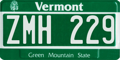 VT license plate ZMH229