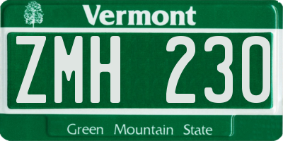 VT license plate ZMH230