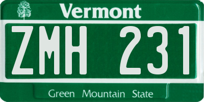 VT license plate ZMH231