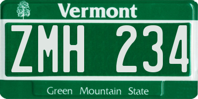 VT license plate ZMH234