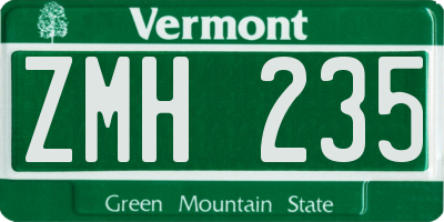 VT license plate ZMH235