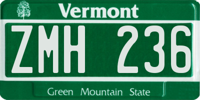 VT license plate ZMH236