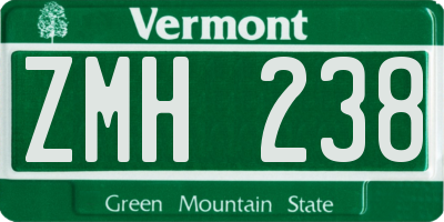 VT license plate ZMH238