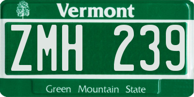 VT license plate ZMH239