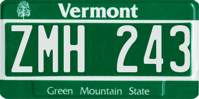 VT license plate ZMH243