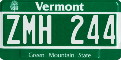 VT license plate ZMH244