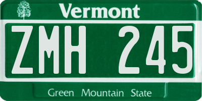 VT license plate ZMH245