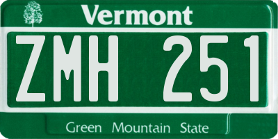 VT license plate ZMH251