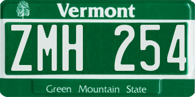 VT license plate ZMH254