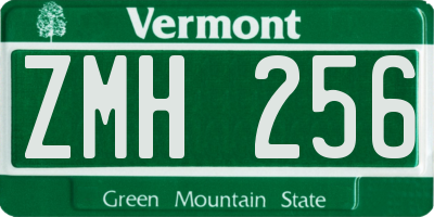VT license plate ZMH256