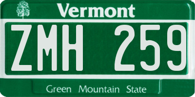 VT license plate ZMH259