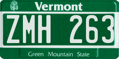 VT license plate ZMH263