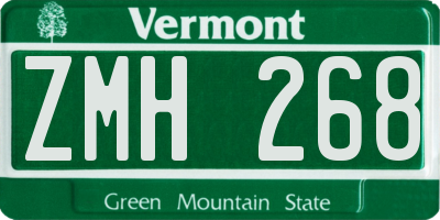 VT license plate ZMH268