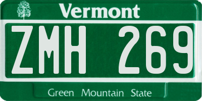 VT license plate ZMH269
