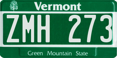 VT license plate ZMH273