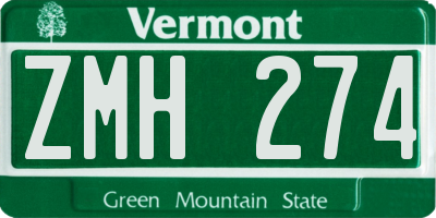 VT license plate ZMH274
