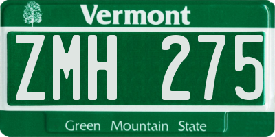 VT license plate ZMH275