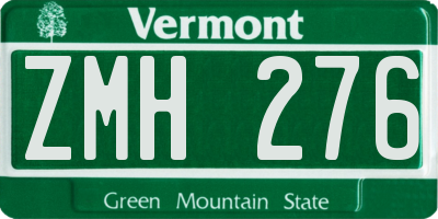 VT license plate ZMH276