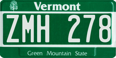 VT license plate ZMH278