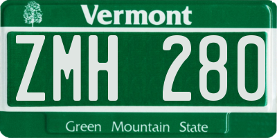 VT license plate ZMH280