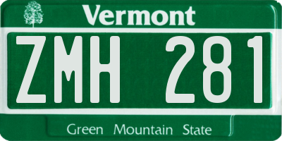 VT license plate ZMH281