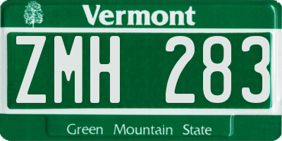 VT license plate ZMH283