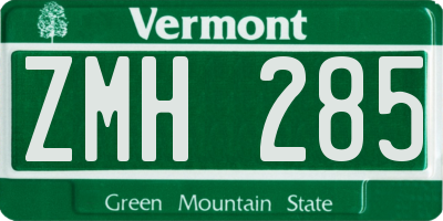 VT license plate ZMH285