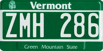 VT license plate ZMH286