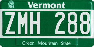 VT license plate ZMH288