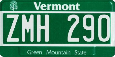 VT license plate ZMH290