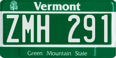VT license plate ZMH291