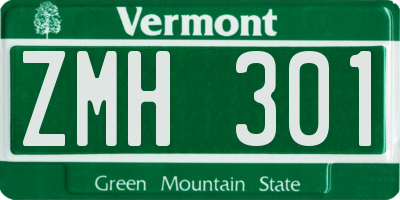 VT license plate ZMH301