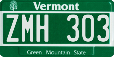 VT license plate ZMH303