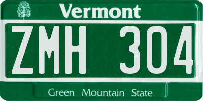 VT license plate ZMH304