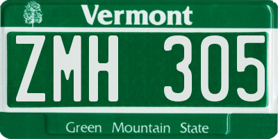 VT license plate ZMH305